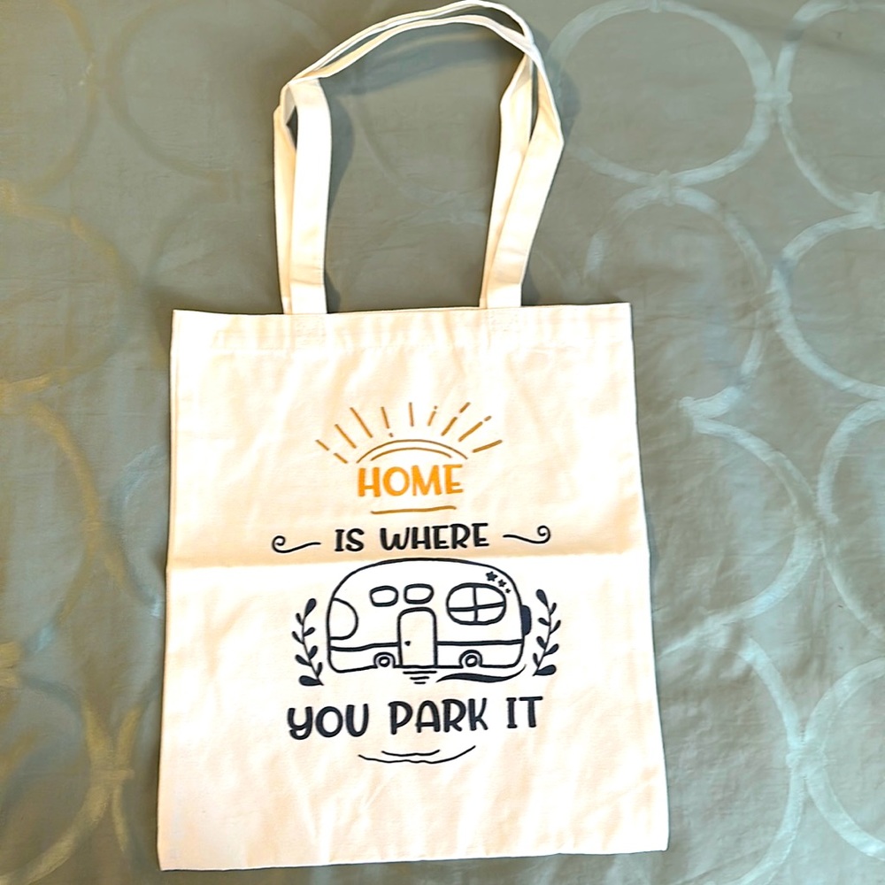 Canvas tote bag- camping theme, Brand new.